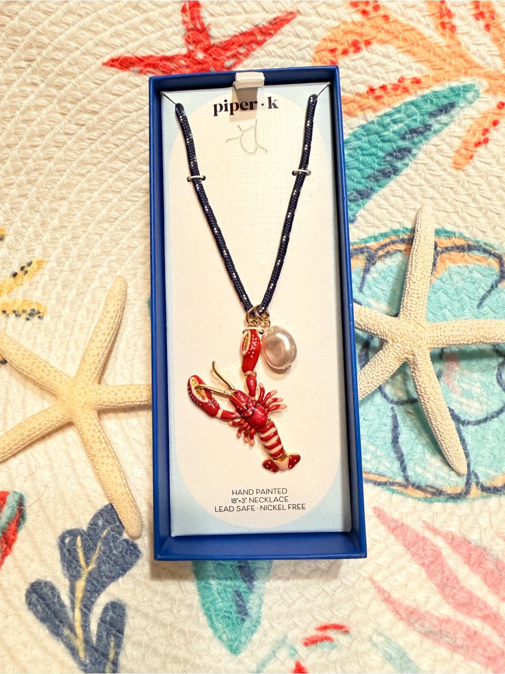 Piper.K Red Lobster Charm Necklace 18" NIB Unique